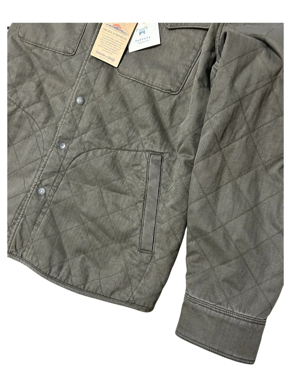 Faherty Doug Good Feather Reversible Bondi Jacket Prairie Olive Men's Medium